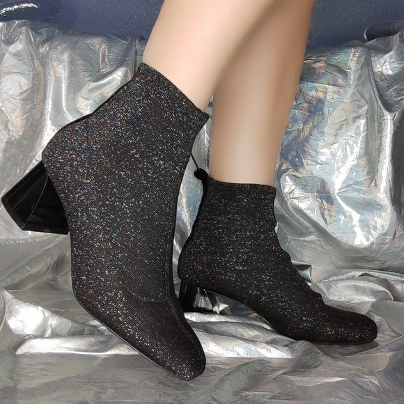 ZARA Multi-color glitter metallic thread sock booties NWT size 37 6.5 - Picture 1 of 16